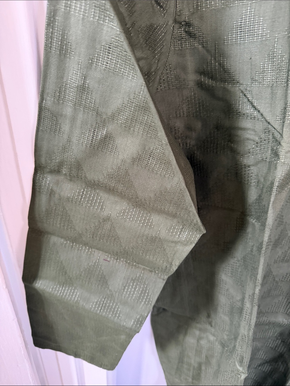 Men's Olive Green Long Collar Jacket size L - Picture 3 of 5